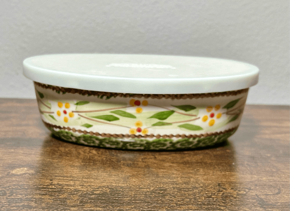 QVC Temp-tations by Tara Old World Green Oval Baker (7”) w/ lid